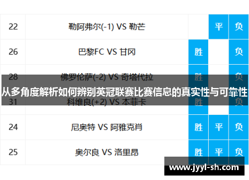 从多角度解析如何辨别英冠联赛比赛信息的真实性与可靠性
